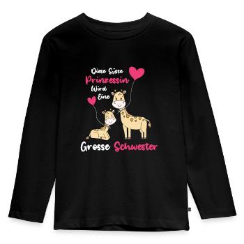 Große Schwester Giraffen - Kinder Premium Bio Langarmshirt - Schwarz - Vorne - AI Model Kid Male (0cm)