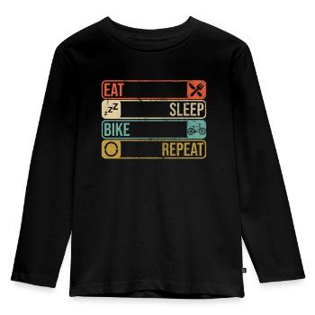 Radfahrer Essen Schlafen Fahrradfahren Wiederholen - T-shirt manches longues Premium Enfant - noir - Devant - AI Model Kid Male (0cm)