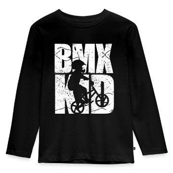 BMX Kind Radfahren Fahrrad - Kinder Premium Bio Langarmshirt - Schwarz - Vorne - AI Model Kid Male (0cm)