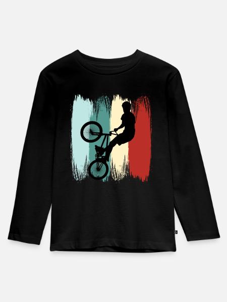 Bmx Fahrrad Geschenkidee - Kinder Premium Bio Langarmshirt - Schwarz