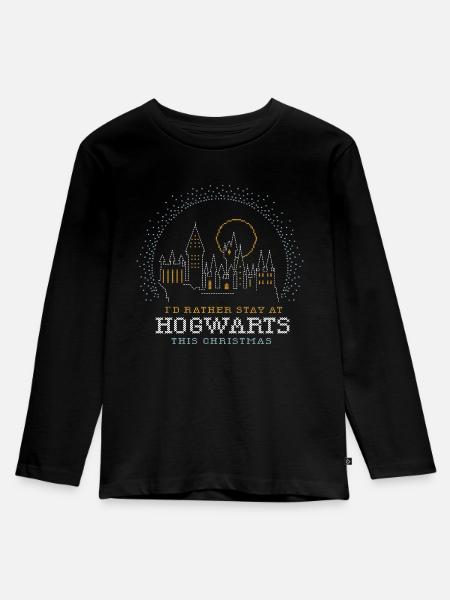 Harry Potter Hogwarts Christmas - Kinder Premium Bio Langarmshirt - Schwarz