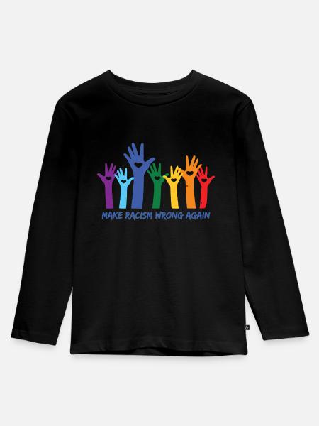 Antirassismus Weltfrieden - Kinder Premium Bio Langarmshirt - Schwarz