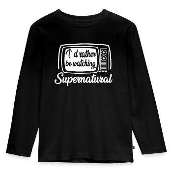 WATCHING SUPERNATURAL, GESCHENK - Kinder Premium Bio Langarmshirt - Schwarz - Vorne - AI Model Kid Male (0cm)