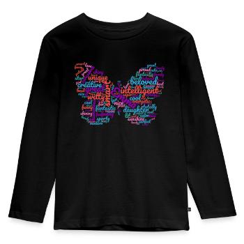 Emma wordcloud butterfly gift for Emma - Kids' Premium Longsleeve Shirt - black - Front - AI Model Kid Male (0cm)