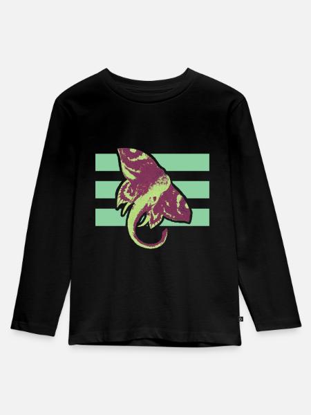 Cool Art Graphic Elefant Shirt - Kinder Premium Bio Langarmshirt - Schwarz