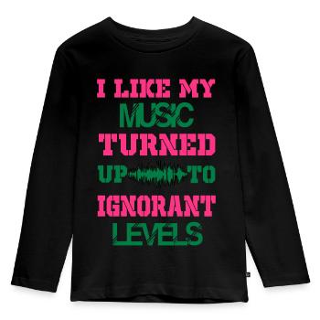 i like my music turned up to levels - Kids' Premium Longsleeve Shirt - black - Front - AI Model Kid Male (0cm)