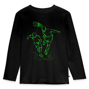 Fußball Neon Fußballer Shirt - Kinder Premium Bio Langarmshirt - Schwarz - Vorne - AI Model Kid Male (0cm)