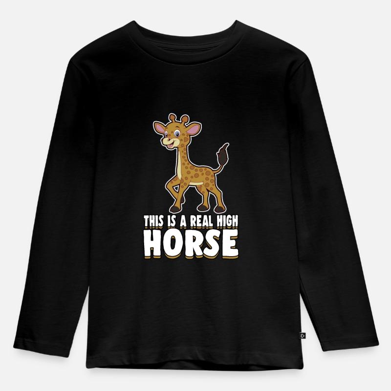Giraffe - Kinder Premium Bio Langarmshirt - Schwarz