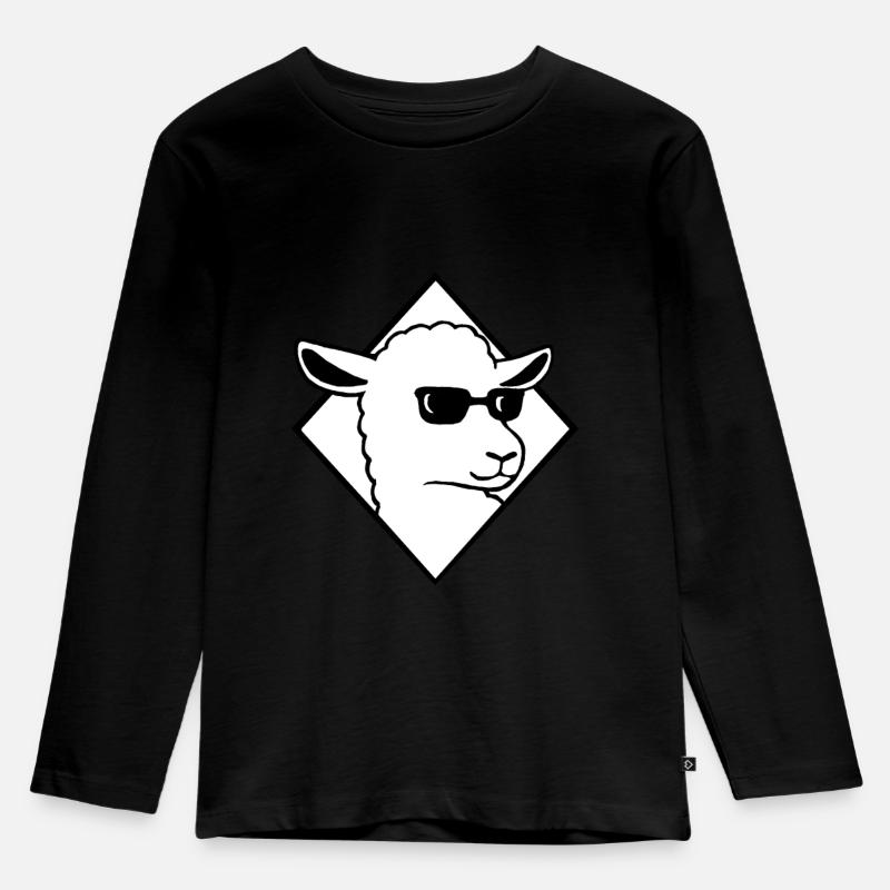 Schaf mit Sonnebrille Cooler Schafbock - Kinder Premium Bio Langarmshirt - Schwarz