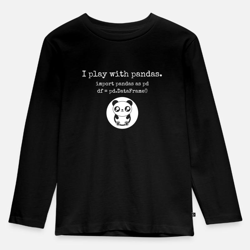 Python Programmierung spielt mit Pandas - Kinder Premium Bio Langarmshirt - Schwarz
