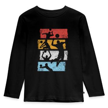 Vintage Retro Volleyball Sport Team Play Geschenk - Kinder Premium Bio Langarmshirt - Schwarz - Vorne - AI Model Kid Male (0cm)