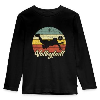 Volleyball Beachvolleyball Geschenk - Kinder Premium Bio Langarmshirt - Schwarz - Vorne - AI Model Kid Male (0cm)