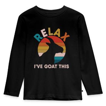 RELAX I goat that | Stable & farm - Kids' Premium Longsleeve Shirt - black - Front - AI Model Kid Male (0cm)