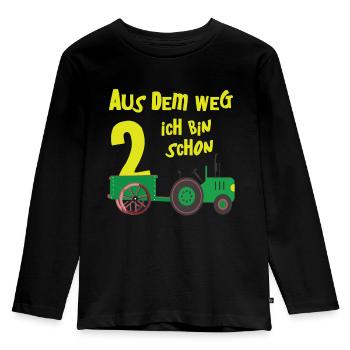 Ich bin schon 2, Traktor 2 Jahre 2. Geburtstag Weg - Kinder Premium Bio Langarmshirt - Schwarz - Vorne - AI Model Kid Male (0cm)