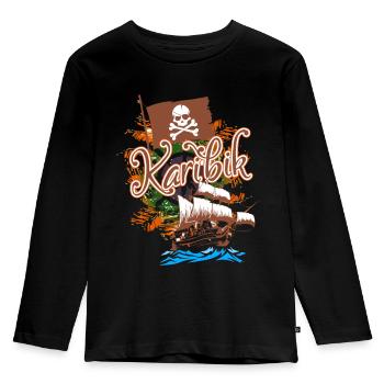 Crâne des Caraïbes - T-shirt manches longues Premium Enfant - noir - Devant - AI Model Kid Male (0cm)