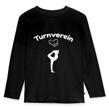 Turnverein mein grosse Liebe | Gymnastic für alle - Kinder Premium Bio Langarmshirt - Schwarz - Vorne - AI Model Kid Male (0cm)