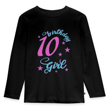 10 anniversaire fille anniversaire fille - T-shirt manches longues Premium Enfant - noir - Devant - AI Model Kid Male (0cm)