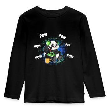 Gaming Panda Computer Console Video Game Gift - Kids' Premium Longsleeve Shirt - black - Front - AI Model Kid Male (0cm)