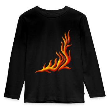 Flamme / T-shirt, Motiv 1, Feuer, DD, - Kinder Premium Bio Langarmshirt - Schwarz - Vorne - AI Model Kid Male (0cm)
