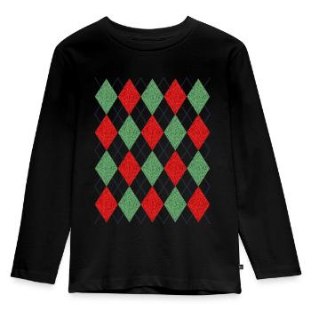 Karo Muster - Kinder Premium Bio Langarmshirt - Schwarz - Vorne - AI Model Kid Male (0cm)
