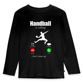 Handball Sport Sprungwurf Frauenhandball Hobby - Kinder Premium Bio Langarmshirt - Schwarz - Vorne - AI Model Kid Male (0cm)