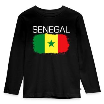 Senegal Fußball Fan Flagge Geschenk - Kinder Premium Bio Langarmshirt - Schwarz - Vorne - AI Model Kid Male (0cm)