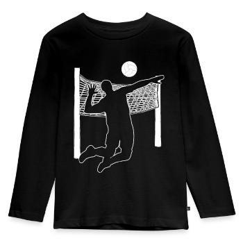 Volleyball Volleyballer Netz Sport Geschenk - Kinder Premium Bio Langarmshirt - Schwarz - Vorne - AI Model Kid Male (0cm)