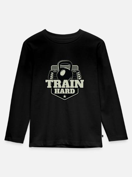 Coole Muskel Fitness Sprüche Geschenk - Kinder Premium Bio Langarmshirt - Schwarz