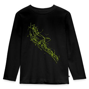 Abstract lines / green / line / pattern - Kids' Premium Longsleeve Shirt - black - Front - AI Model Kid Male (0cm)