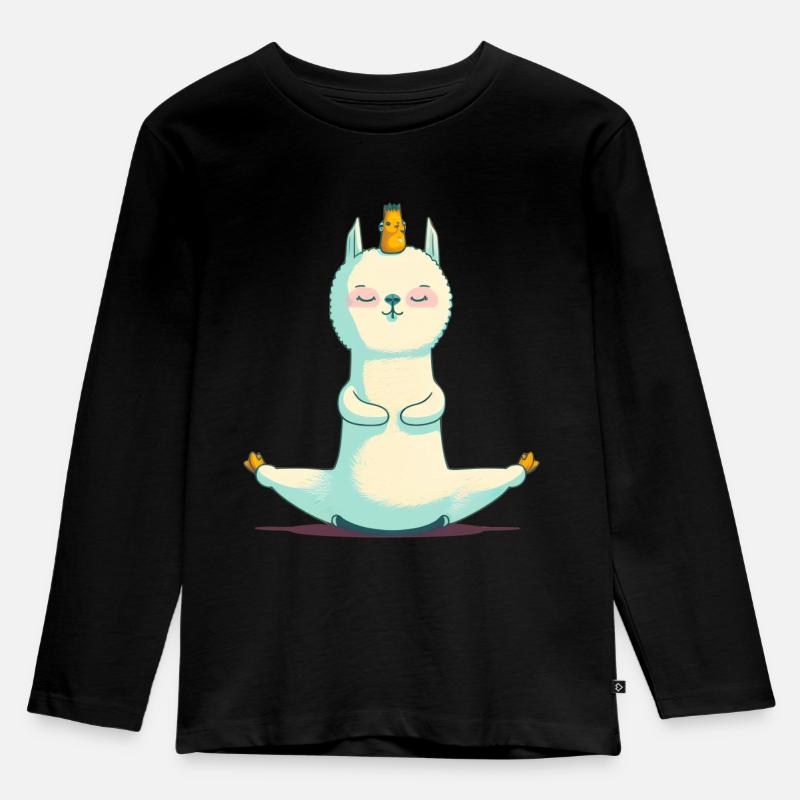 Yogallama - Kinder Premium Bio Langarmshirt - Schwarz