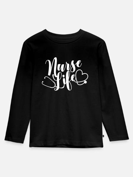 Nurse Life - Kinder Premium Bio Langarmshirt - Schwarz
