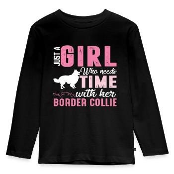 Border Collie - Kids' Premium Longsleeve Shirt - black - Front - AI Model Kid Male (0cm)