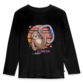 Climbing Faultier Klettern Bouldern - Kinder Premium Bio Langarmshirt - Schwarz - Vorne - AI Model Kid Male (0cm)