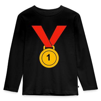 Medal "1" - Kids' Premium Longsleeve Shirt - black - Front - AI Model Kid Male (0cm)