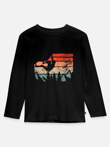 Retro Bouldern Klettern Boulderer Boulder - Kinder Premium Bio Langarmshirt - Schwarz