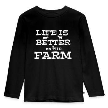 Landwirt - Kinder Premium Bio Langarmshirt - Schwarz - Vorne - AI Model Kid Male (0cm)