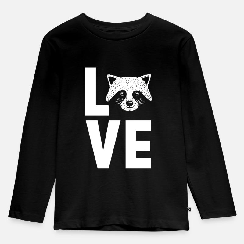Waschbär - Kinder Premium Bio Langarmshirt - Schwarz