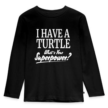 Schildkröte - Kinder Premium Bio Langarmshirt - Schwarz - Vorne - AI Model Kid Male (0cm)