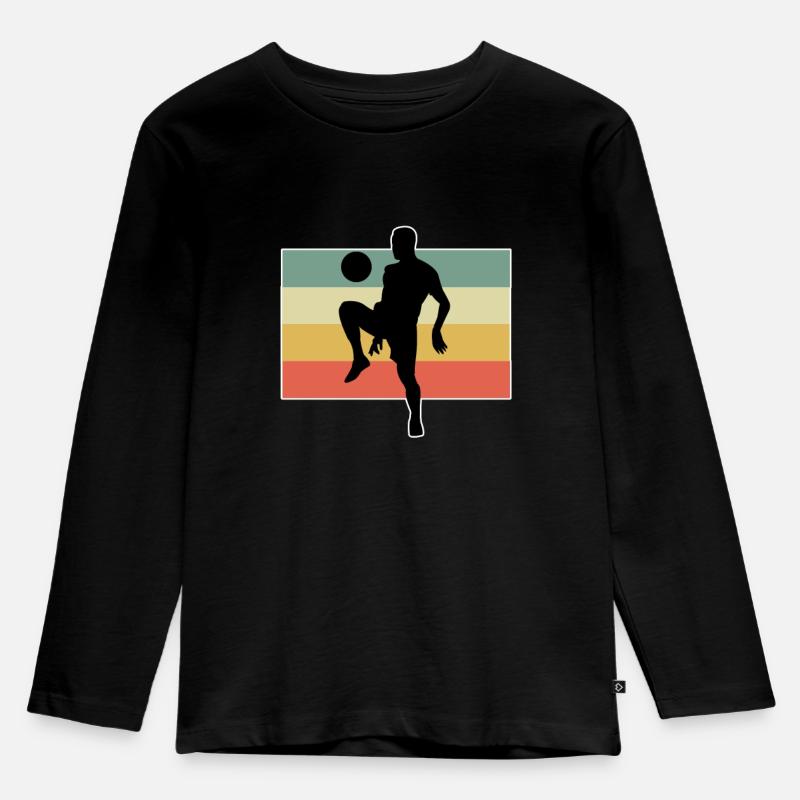 Fußball - Kinder Premium Bio Langarmshirt - Schwarz