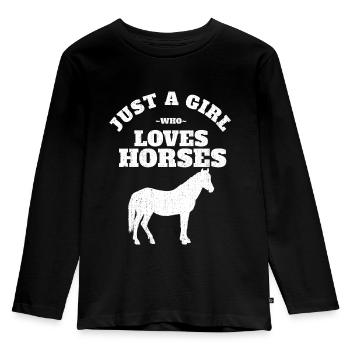 cheval - T-shirt manches longues Premium Enfant - noir - Devant - AI Model Kid Male (0cm)