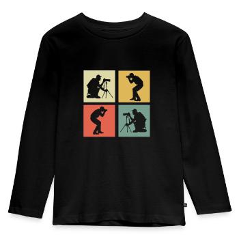Photographie - T-shirt manches longues Premium Enfant - noir - Devant - AI Model Kid Male (0cm)