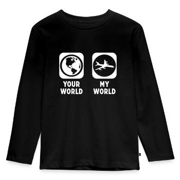 Pilot - Kinder Premium Bio Langarmshirt - Schwarz - Vorne - AI Model Kid Male (0cm)