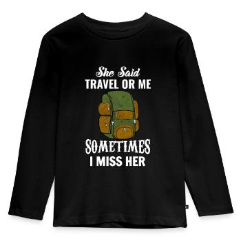 Reisen - Kinder Premium Bio Langarmshirt - Schwarz - Vorne - AI Model Kid Male (0cm)
