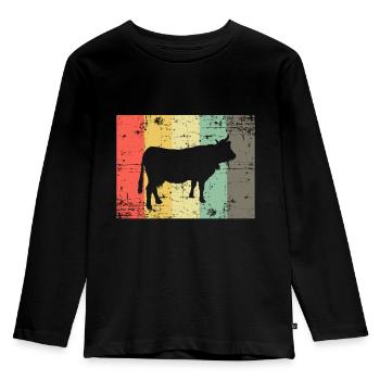vache - T-shirt manches longues Premium Enfant - noir - Devant - AI Model Kid Male (0cm)