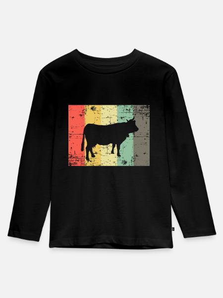 Kuh - Kinder Premium Bio Langarmshirt - Schwarz
