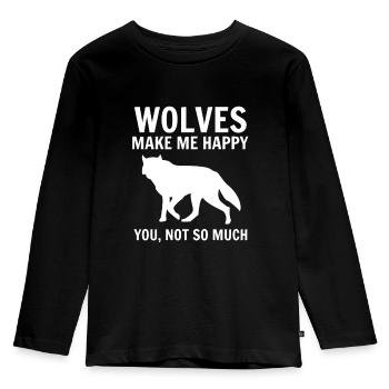 wolf - Kids' Premium Longsleeve Shirt - black - Front - AI Model Kid Male (0cm)