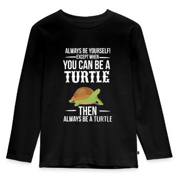 Schildkröte - Kinder Premium Bio Langarmshirt - Schwarz - Vorne - AI Model Kid Male (0cm)