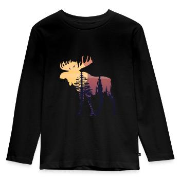 Elch - Kinder Premium Bio Langarmshirt - Schwarz - Vorne - AI Model Kid Male (0cm)
