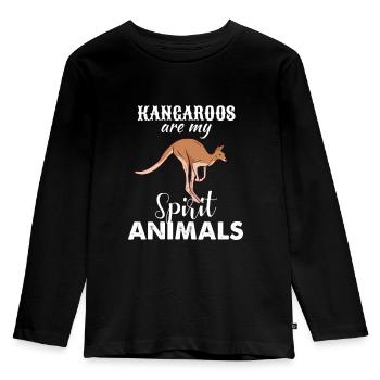 Känguru - Kinder Premium Bio Langarmshirt - Schwarz - Vorne - AI Model Kid Male (0cm)