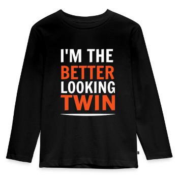 Drôles de sorts de cadeau jumeau - T-shirt manches longues Premium Enfant - noir - Devant - AI Model Kid Male (0cm)
